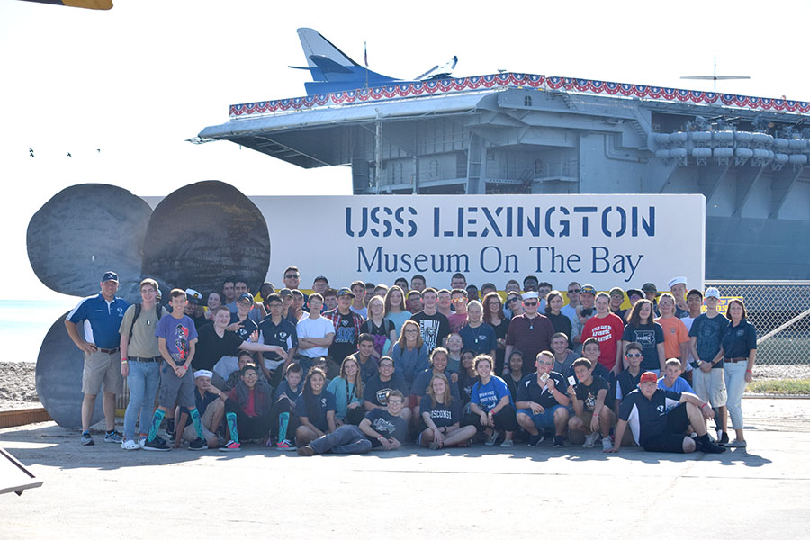 All aboard // JROTC cadets visit the USS Lexington, “The Blue Ghost” Oct. 8. “My favorite part was the aircraft on the flight deck,” first-year cadet Ethan Myers said. “I want to be a pilot in the Air Force when I’m older and seeing what it was like was a super cool experience.”