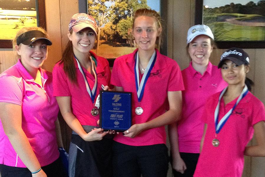 Sweet strokes \\ Winning first place at the North Forney Golf Tournament at Firewheel are varsity girls golf players Erin Baum, Grace Brackenridge, Taylor Clay, Allie Dorsey and Merylynne Penequito.