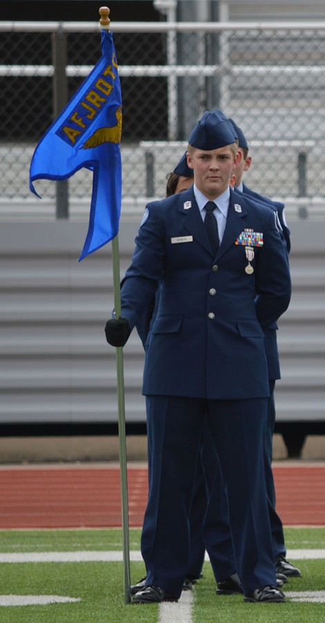 Soaring Eagle Scout \ Standing at attention during the Veterans Day Ceremony hosted by JROTC, sophomore Austin Byboths commitment and leadership helped him earn the Eagle Scout rank in Boy Scouts. 