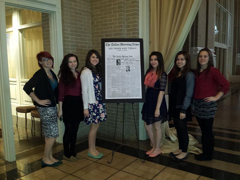 Today in history \\ Standing next to the front page of the Dallas Morning News on the exact date 50 years ago, the Blue Print newspaper staff enjoyed a day of journalism workshops and speeches. 