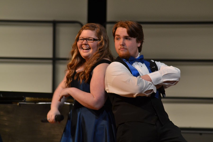 Dancing duo \\ Seniors Kambry Robinson and Randy Points perform at the winter concert. They, along with other choir students, will travel to Branson March 4 for a performance.