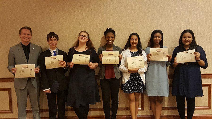 BPAs states \\ BPA statesmen award winners receive their awards from the recent BPA state competition held at the Sheraton hotel in Dallas March 4.
