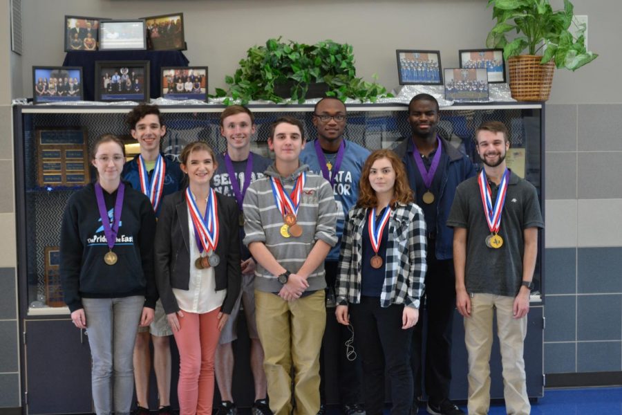 Rocking Scholars// Dominating the state competition, Academic Decathlon earned 11 medals. Collin College held the competition Feb. 23-24 with the award ceremony the following day. Photo by Sammy Harris