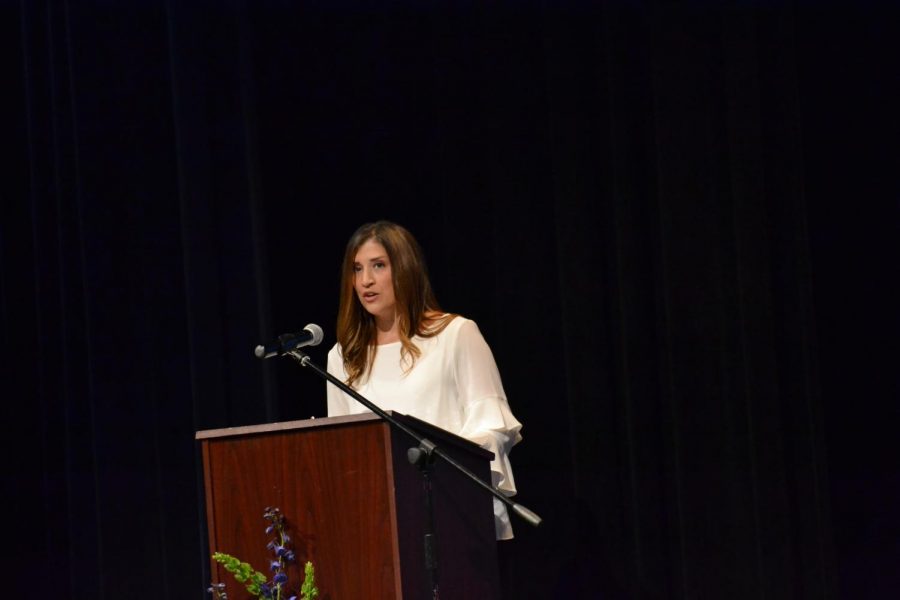 Speaking her truth \\ Biology teacher Mrs. Breegan Gholson was the guest speaker at the Oct. 29 NHS induction.