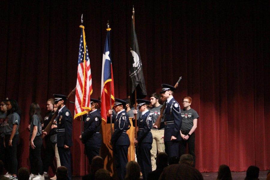 Change of scenery \ Cadets from both high schools honor veterans at the 18th annual Veterans Day Ceremony.  This year was the first time it was moved indoors due to inclement weather.