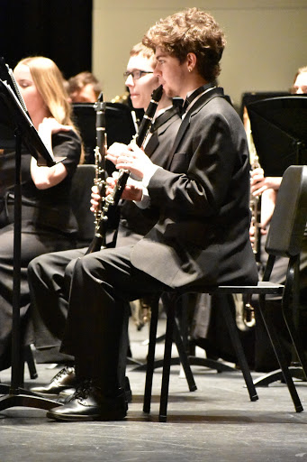 Time for a fiesta \\ In pre uil, junior clarinet player Hunter Snow plays “Fiesta” as a part of the Wind Ensemble. 