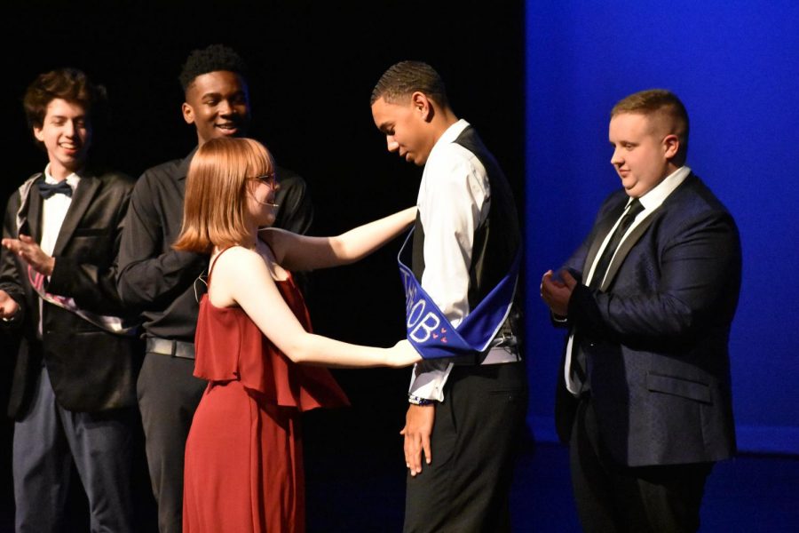 Fan favorite // Senior Jorrin Ridgeway was crowned Mr. Heartthrob, a title earned by audience votes. Audience members were encouraged to place money in jars for their favorite contestants, with all proceeds going to the Promise House Charity. 