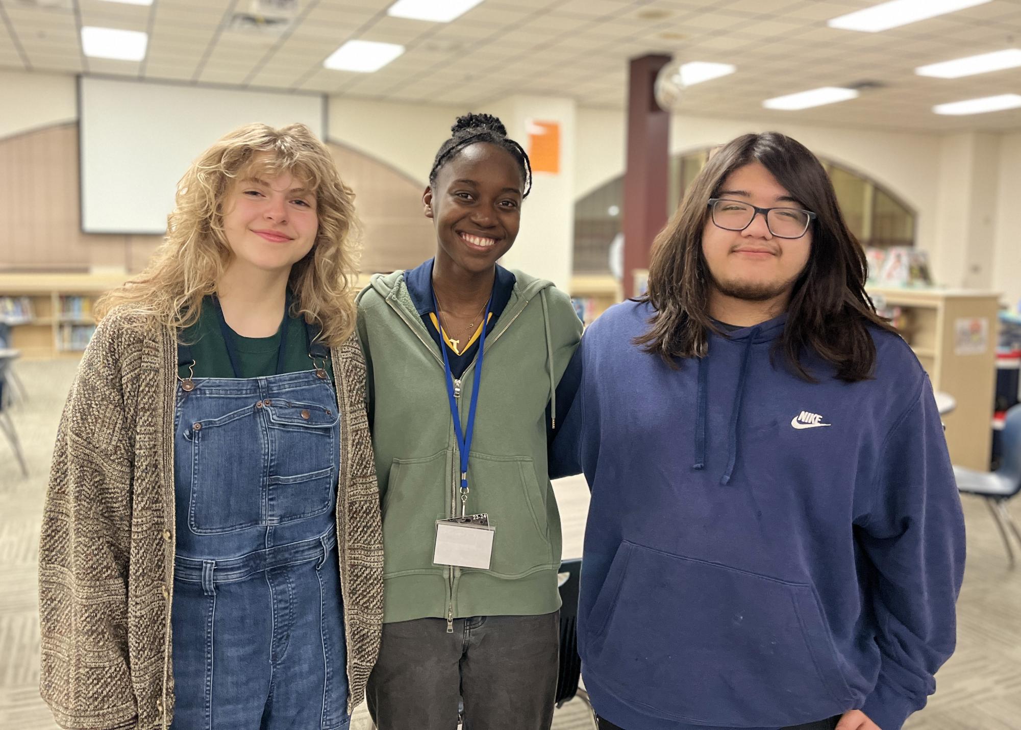 Copy editor Maggie Volpi, Editor-in-Chief Gloria Olajimi and staffer Gabe Ferrel represented East at District UIL April 4 and placed in every journalism event offered.