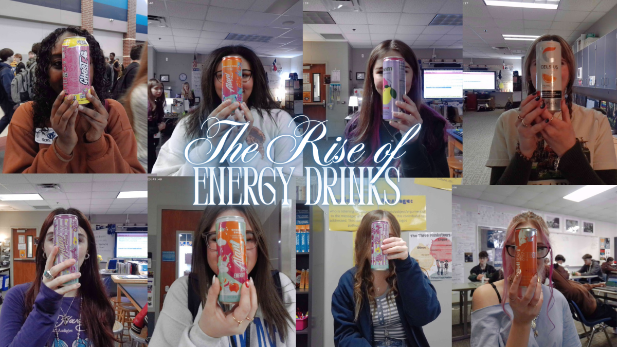 Energized// Wylie East students and their beverages of choice. Sophomore Randie Ward purchased an orange Alani. “I love Alanis because they give me an energy boost throughout the day on the days I’m really tired,” Ward said.
